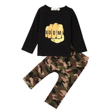 Load image into Gallery viewer, Black Shirt with Camouflage Pants
