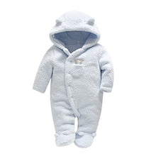 Load image into Gallery viewer, Warm Hooded Baby Jumpsuit