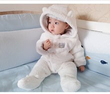 Load image into Gallery viewer, Warm Hooded Baby Jumpsuit