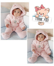 Load image into Gallery viewer, Warm Hooded Baby Jumpsuit