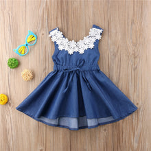 Load image into Gallery viewer, Floral Denim Lace Dress
