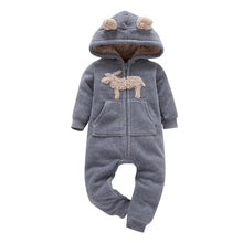 Load image into Gallery viewer, Baby Hooded Fleece Rompers