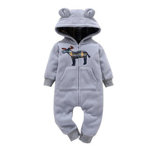 Load image into Gallery viewer, Baby Hooded Fleece Rompers